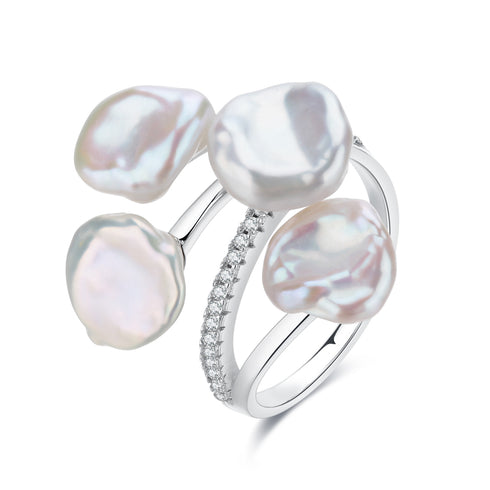 Keshi Pearl Foral Ring - House Of Pearls